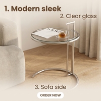 Table console ronde réglable moderne YOUTAI en acier inoxydable et verre pour salon, meubles de maison