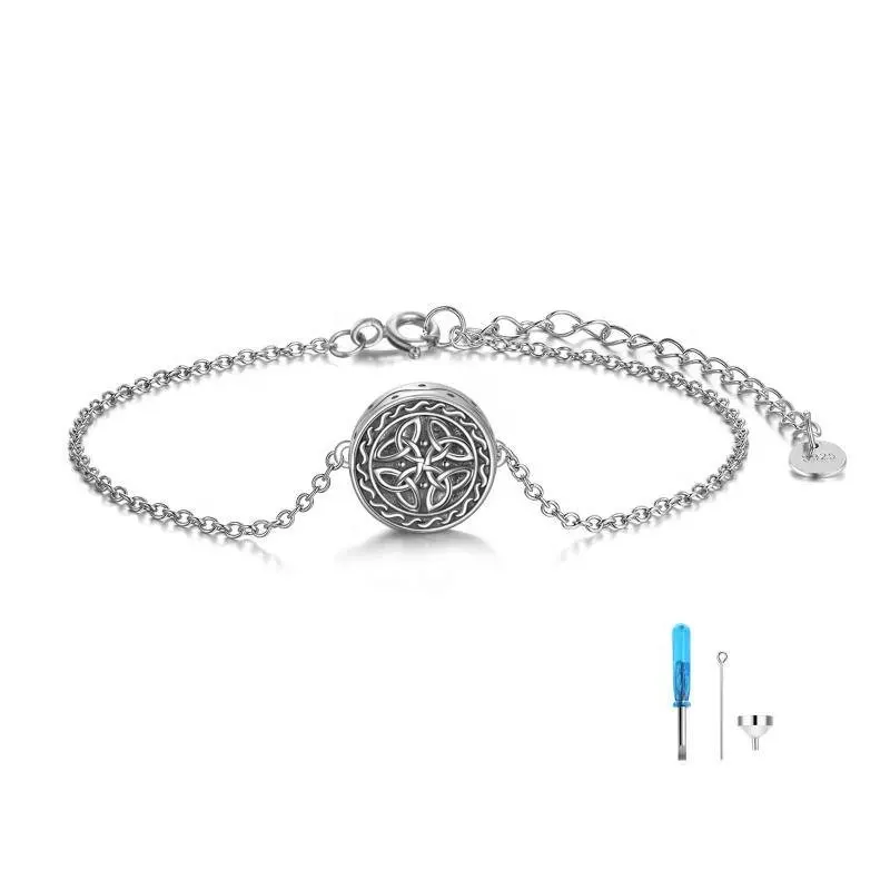 925 Sterling Silver Ashes Keepsake Irish Gifts Celtic Knot Urn Bracelet For Ashes Cremation Jewelry