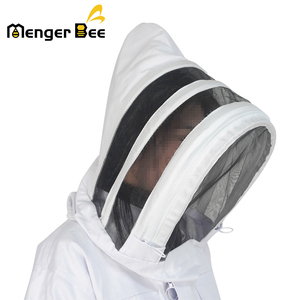 Combinaison d'apiculture Menger Bee personnalisée, entièrement enveloppante, en coton blanc, avec voile en maille ventilée à 3 couches, pour la cueillette des abeilles - Product Image 4