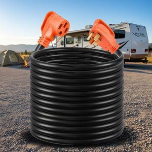 สายต่อพ่วงสำหรับรถบ้านแบบหนาพิเศษ ยาว 100 ฟุต 50 แอมป์ 125 โวลต์ หัวต่อแบบ NEMA 14-50P ตัวผู้ หัวต่อแบบ NEMA 14-50R ตัวเมีย พร้อมไฟ LED แสดงสถานะ ใช้สำหรับตั้งแคมป์กลางแจ้ง - Product Image 2