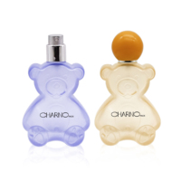 Bouteille de pulvérisation de décantation de parfum d'ours jaune mat de haute qualité bouteille de parfum de 1oz givré avec bouchon rose