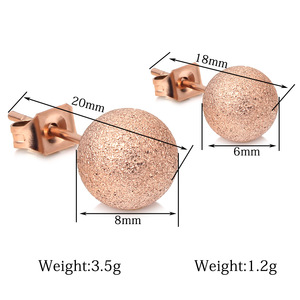 Pendientes de bola de acero de titanio esmerilado de 6mm y 8mm, diseño geométrico simple para mujeres, estudiantes, joyería de moda - Product Image 5
