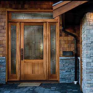 Hojas desiguales Exterior Hermosa puerta lateral doble Puerta de entrada principal de madera de teca maciza - Product Image 4