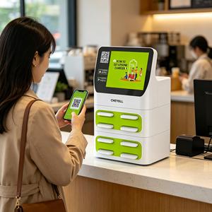 Station de location de batteries externes solaires partagées 8 emplacements empilables 5000 mAh avec écran publicitaire LCD et paiement par carte bancaire - Product Image 1