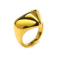 Bague tendance en acier inoxydable plaqué or, design torsadé irrégulier poli, étanche, pour femme, usage quotidien