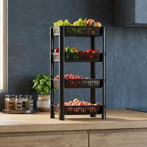 4-Tier Multipurpose <b>Vegetable</b> & Fruit Storage Rack for Kitchen | Stackable Space-Saving Organizer <b>Basket</b> <b>Stand</b> - Product Image 2
