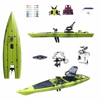 Kayak de pêche motorisé à pédales pour 1 personne, canoë, kayak à moteur unique, 13 pieds