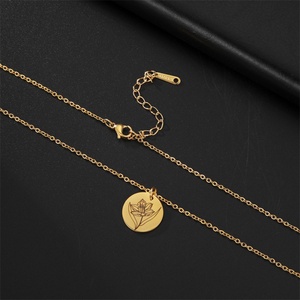 Joyería de Acero Inoxidable Resistente al Deslustre, Venta al por Mayor, Collar con Colgante Redondo Personalizable, Grabable, Joyería Personalizada - Product Image 4