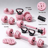 Ensemble d'haltères réglables 5 en 1, convertible en barre d'haltères, kettlebell, barre de pompes, ensemble de poids détachable pour la musculation à domicile