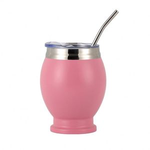 Vaso portátil de 12 oz con diseño de cáscara de huevo, de doble capa, aislado al vacío, de acero inoxidable, para exteriores, con pajita y cuchara. - Product Image 5