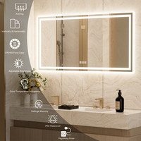 Miroir de salle de bain LED en verre trempé moderne 72x36 pouces, en stock aux États-Unis, anti-buée, décoration intérieure avec interrupteur tactile, éclairage, indice de protection IP44