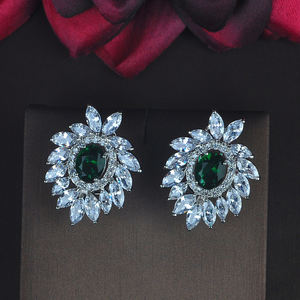 HIBRIDE produk baru kubik zirkonia telinga manset anting Stud untuk wanita mode warna bunga Brincos boucled oreille grosir E-861 - Product Image 3