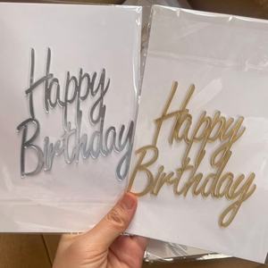 زينة كيك عيد ميلاد سعيد من الأكريليك باللون الذهبي بتصميم جديد لتزيين الكيك في أعياد الميلاد - Product Image 2