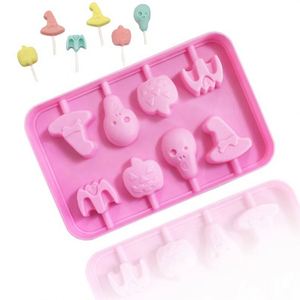Molde de Silicona Ecológico para Piruletas con Diferentes Diseños de Halloween, 8 Cavidades, Herramienta para Hacer Chocolate a Mano, Molde para Dulces DIY, OEM/ODM - Product Image 1
