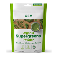 Suplemen Kesehatan Dewasa Bubuk SuperGreen Organik dengan Rumput Gandum, Kale, Moringa & Spirulina - Meningkatkan Imunitas & Energi