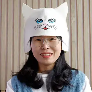 かわいい猫の形のサウナ帽子日本のロシアのバンヤウール生地サウナルームのサウナ帽子