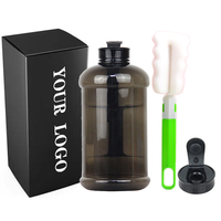 Bouteille d'eau de 2,2 l (demi-gallon) avec housse et couvercle, sans BPA, grande bouteille d'eau de 74 oz, gourde de sport avec poignée