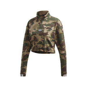 Adidas Originals Top da Donna per Esterno Vocal Aop con Mezza Zip, Modello Corto, Colore Canapa/Verde Terra |   100% Autentico - Product Image 1