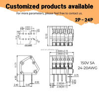 Bloc de bornes électriques AOSI FS1-254-05 2,54 mm 2 3 4 5 6 pôles