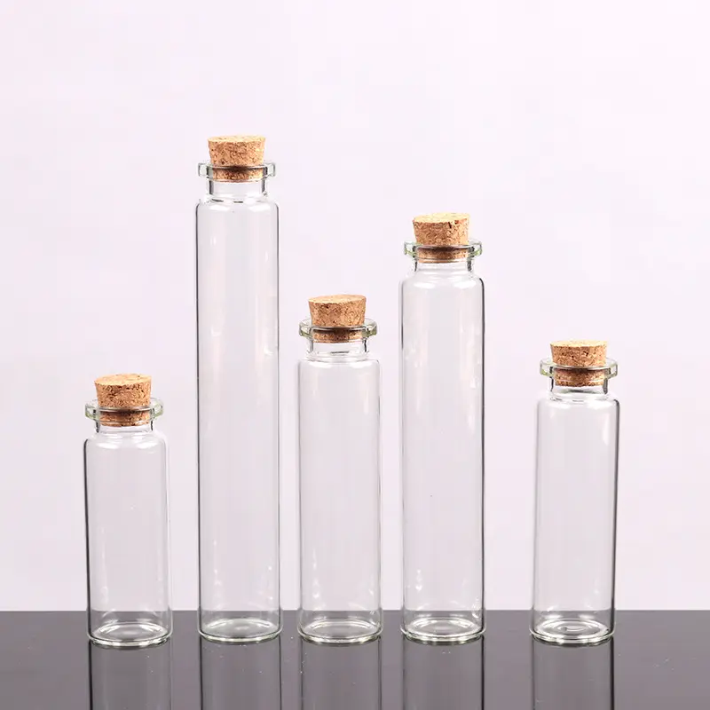 丸型ガラスバイアル収納ボトルコルク付きミニ透明ガラス瓶試験管ボトル