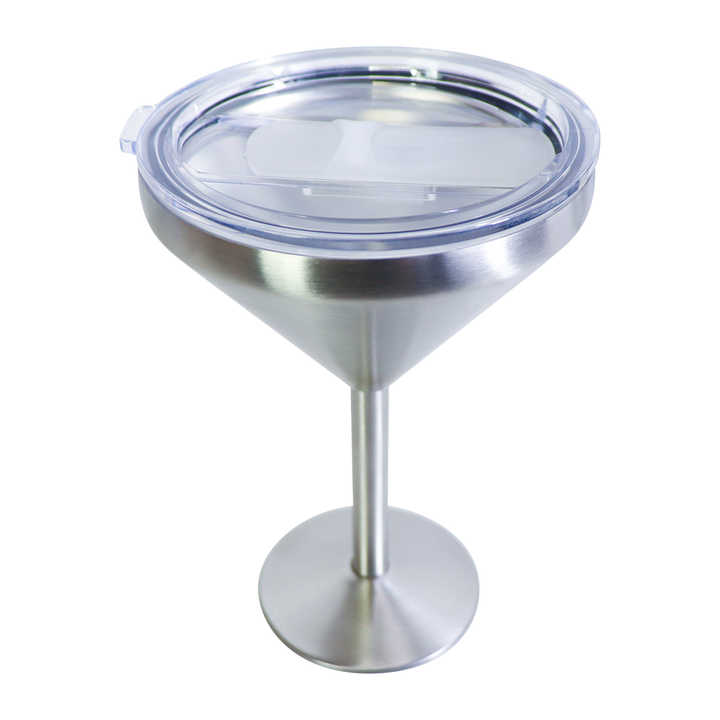 Wine Gift 7OZ V Shape Straight Stemmed Stainless Steel Host Freeze Insulated Martini Cooling Chasertini Martini Cup With Lid