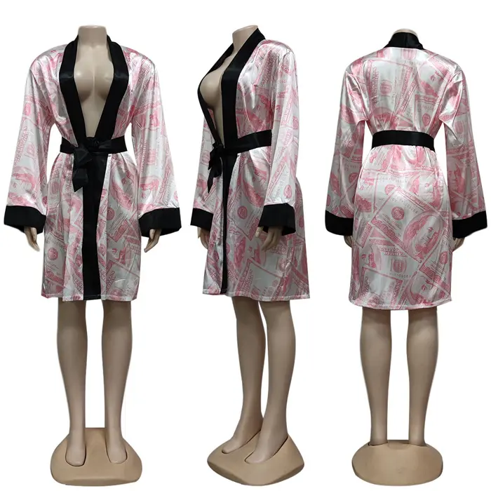 Tùy Chỉnh Tắm Ngủ Mặc Tiền Robes Dress Satin Silk Robe-Femm Sexy Ngủ Robe Cho Phụ Nữ