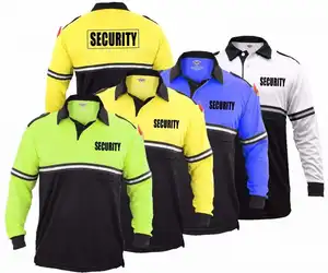 Custom Security Staff Uniform long sleeve Polo T-Shirt Hi Vi Road Safety Polos with Reflective Pocket