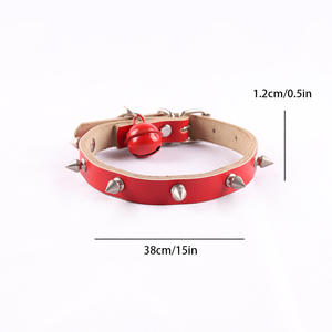 Collares de Cuero con Tachuelas Estilo Hip-hop para Gatos, Anti-mordidas, con Campanas, Collares para Perros, Accesorios para Mascotas, Venta al por Mayor - Product Image 5