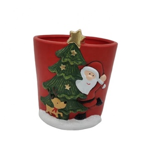 Macetas de Cerámica Esmaltada con Decoración Navideña de Papá Noel y Árbol de <span class=keywords><strong>Navidad</strong></span>, Venta de Fábrica para Decoración del Hogar y Jardín - Product Image 1