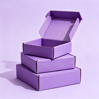 Boîte d'expédition en carton ondulé de couleur violette pour colis de vente en gros, petits emballages, vêtements, cosmétiques, chapeaux, en stock