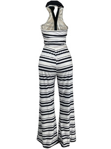 Nouvel ensemble décontracté été <span class=keywords><strong>2026</strong></span> pour femme : haut sans manches rayé à col chemise et pantalon taille haute à nouer - Product Image 5