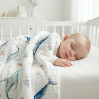Couverture personnalisée en gros pour la crèche, cadeau de naissance, marque privée, fabricant de couvertures pour bébés, couette imprimée en mousseline de coton