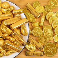 Lingotes de Chocolate Dulce al por Mayor, Chocolate con Leche Halal Personalizado en Forma de Moneda y Barra de Oro Sólido, Varios Tamaños