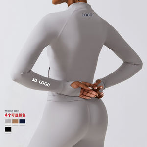 Venta al por mayor LuLu chaqueta de cremallera de alta calidad para mujer Fitness Yoga desgaste de manga larga Tops <span class=keywords><strong>ropa</strong></span> deportiva al aire libre abrigo dedo agujero chaqueta - Product Image 2