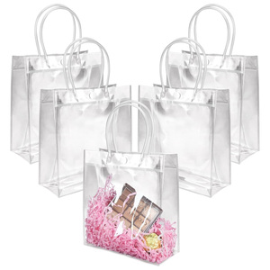 Bolsa con asa de varios tamaños elegante impresa con logotipo personalizado bolsa transparente de PVC para regalo de cumpleaños fiesta de boda duradera - Product Image 5