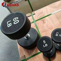 Haltères de musculation commerciaux pour la maison, équipement de gym, poids libres en caoutchouc, 5lbs - 100lbs, haltères ronds