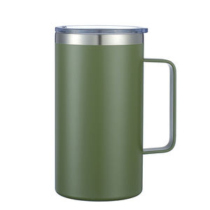 Mug isotherme 24oz avec paille et couvercle rabattable, porte-gobelet, bouteille pour boissons chaudes et froides - Anti-fuite - Mug de voyage portable pour eau et café - Product Image 2