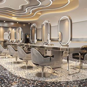 Soporte de espejo de peluquerí<span class=keywords><strong>a</strong></span> de mármol de doble cara con Gabinete integrado <span class=keywords><strong>a</strong></span> precio de fábrica - Product Image 6