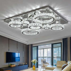 Lampes de décoration d'intérieur Salon Chambre à coucher Grand plafonnier rectangulaire en cristal moderne - Product Image 4