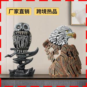 Figura de águila y búho, escultura de animales de resina, decoración del hogar, artesanía artística para escritorio - Product Image 1