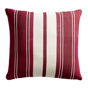 Striped Square <b>Throw</b> Pillow <b>Red</b> White Woven Modern Decorative Cushion Cover Machine Washable Textile Pillow - Product Image 1