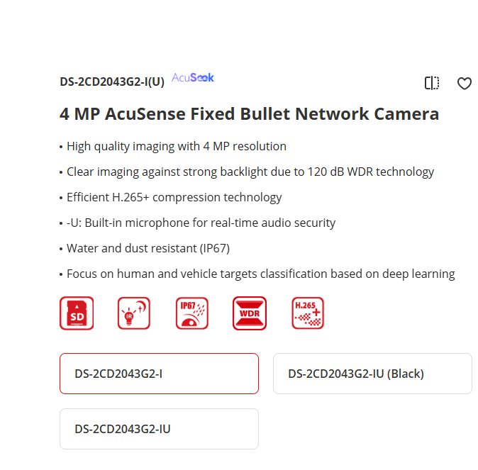 HIK DS-2CD2043G2-IU(2.8mm/4mm)/white/black/4 MP AcuSense Fixed Bullet Network Camera · image 6