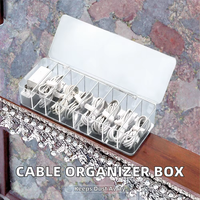 Boîte de rangement de bureau anti-poussière pour la gestion des câbles - Design classique multifonctionnel pour la charge de téléphones portables et les câbles de données