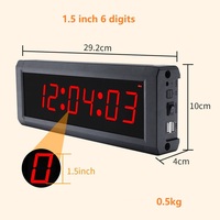 Jam Dinding LED Digital Portabel 1,5 Inci Layar 7 Warna Kontrol Tombol Tekan Timer Interval Gym Bertenaga Baterai Isi Ulang