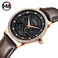 Montres-bracelets pour femmes Hannah Martin, luxe, mouvement à quartz japonais, cadran de 34 mm, étanches à 3 ATM, acier inoxydable, PC avec Seiko