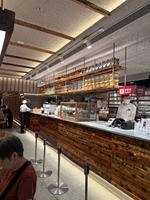 Comptoir de présentation autoportant robuste et écologique en aluminium et bois pour boulangerie/cafétéria, éclairage LED, dimensions personnalisables