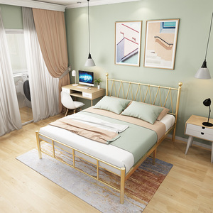 Steel <b>Single</b> Iron <b>Bed</b> Frame Foldable Metal Tier Coated Pipe <b>Bed</b> Frame Bedroom Dormitory Hotel School Home-Available King Double - Product Image 5