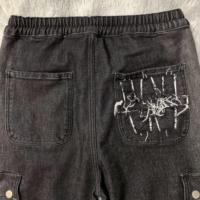 DENIMGUYS Pantalon en jean dégradé Hip Hop pour homme, coupe bootcut, avec cordon de serrage, multi-poches, ample, jambe large évasée