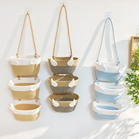 Panier suspendu mural à trois niveaux en corde de coton, écologique et polyvalent pour le rangement de cosmétiques et de sous-vêtements
