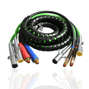 Conjunto de Mangueras de Aire <span class=keywords><strong>4</strong></span> en 1 Aprobado por <span class=keywords><strong>DOT</strong></span> con Cable <span class=keywords><strong>ABS</strong></span> y Conectores Rápidos para Sistemas de Frenos de Remolques - Product Image 1